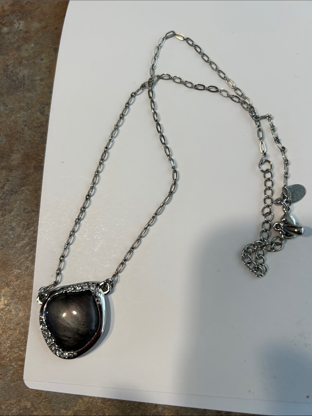 Lia Sophia Silver Gray Teardrop Pendant Necklace - Elegant Women’s Jewelry